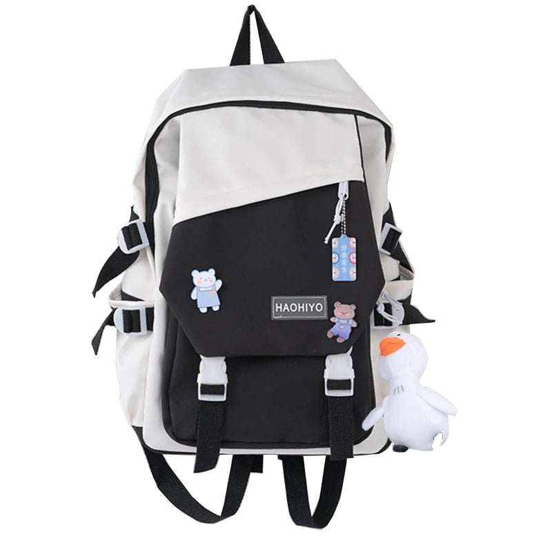 Y166 Backpack with Pendent Accessories Pins School Bag for Girls Teens