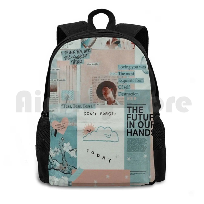 Y2K Light Pink Outdoor Hiking Backpack Waterproof Camping Travel