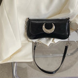 Y2k Girls Shoulder Bags Moon Lock Women's Chain Underarm Bag Purse Handbags