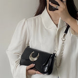 Y2k Girls Shoulder Bags Moon Lock Women's Chain Underarm Bag Purse Handbags