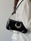 Y2k Girls Shoulder Bags Moon Lock Women's Chain Underarm Bag Purse Handbags