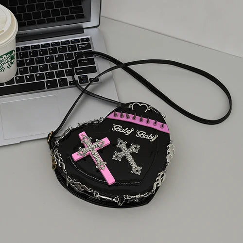 Y2k Hot Girls Shoulder Bag Heart Shaped Crossbody Tote Purse