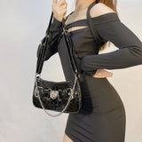 Y2k Vintage Women's Chain Shoulder Crossbody Bag Hot Girls Underarm