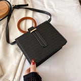 YAOKU Retro Minimalist Wooden Handle Diagonal Shoulder Bag