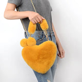 YAOKU Chain Plush Heart-Shaped Shoulder Bag Women's Handbag