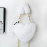 YAOKU Chain Plush Heart-Shaped Shoulder Bag Women's Handbag