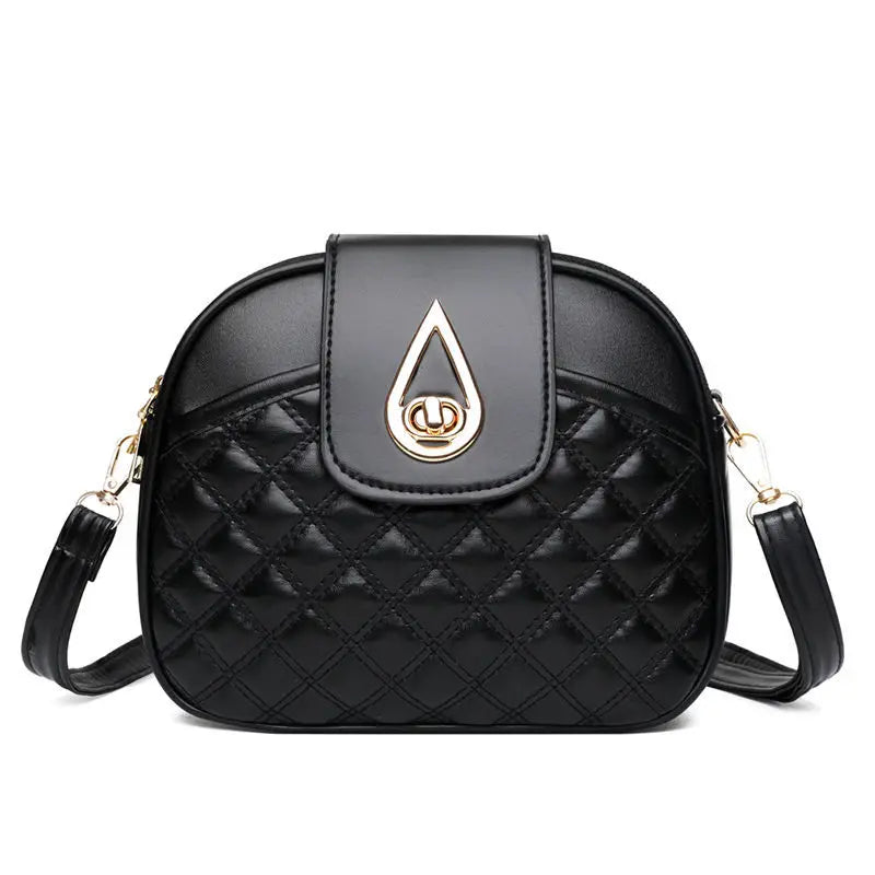 Diamond Lattice PU Leather Shoulder Bag Small Round Crossbody High Messenger