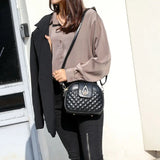 Diamond Lattice PU Leather Shoulder Bag Small Round Crossbody High Messenger
