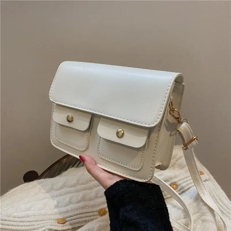 Vintage PU Leather Shoulder Bag Small Square Crossbody Messenger Bag