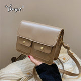 Vintage PU Leather Shoulder Bag Small Square Crossbody Messenger Bag
