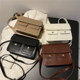 Vintage PU Leather Shoulder Bag Small Square Crossbody Messenger Bag