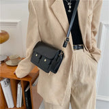 Vintage PU Leather Shoulder Bag Small Square Crossbody Messenger Bag