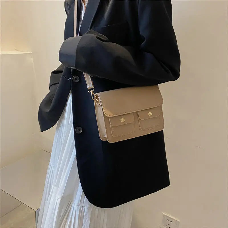 Vintage PU Leather Shoulder Bag Small Square Crossbody Messenger Bag