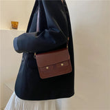 Vintage PU Leather Shoulder Bag Small Square Crossbody Messenger Bag