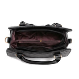 Diamond Lattice Leather Tote Bag with Bow-Knot