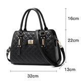 Diamond Lattice Leather Tote Bag with Bow-Knot