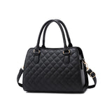 Diamond Lattice Leather Tote Bag with Bow-Knot