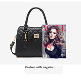 Diamond Lattice Leather Tote Bag with Bow-Knot
