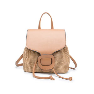 Straw Woven Small Backpack Travel Rucksack for Women