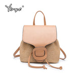 Straw Woven Small Backpack Travel Rucksack for Women