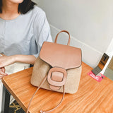Straw Woven Small Backpack Travel Rucksack for Women