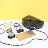 Diamond lattice flap women shoulder bag, crossbody chain bag PU leather