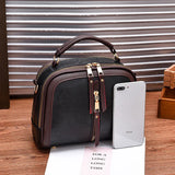 Retro Small Leather Handbag with Zipper, Women's Shoulder Crossbody Bag