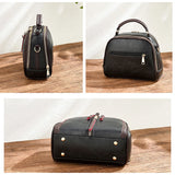 Retro Small Leather Handbag with Zipper, Women's Shoulder Crossbody Bag