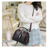 Retro Small Leather Handbag with Zipper, Women's Shoulder Crossbody Bag
