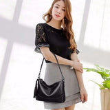 Vintage Soft PU Leather Women Shoulder Bag Tassel Handbags