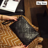 Vintage Rivet Messenger Bag Patchwork PU Leather Envelope Shoulder Bag