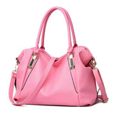 Solid Top-Handle Handbag Ladies PU Leather Tote Gray Khaki Purse
