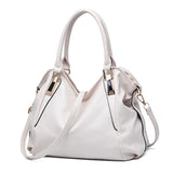 Solid Top-Handle Handbag Ladies PU Leather Tote Gray Khaki Purse