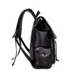 Men's PU Leather Large Capacity Backpack Outdoor Travel Laptop Bag