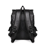 Men's PU Leather Large Capacity Backpack Outdoor Travel Laptop Bag