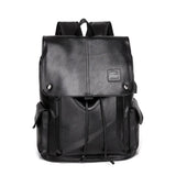 Men's PU Leather Large Capacity Backpack Outdoor Travel Laptop Bag