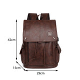 Men's PU Leather Large Capacity Backpack Outdoor Travel Laptop Bag