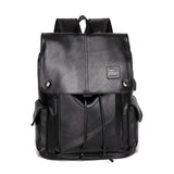 Men's PU Leather Large Capacity Backpack Outdoor Travel Laptop Bag