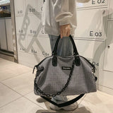 Large Capacity Houndstooth Sports Gym Bag Unisex Outdoor Shoulder Bag