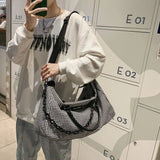 Large Capacity Houndstooth Sports Gym Bag Unisex Outdoor Shoulder Bag