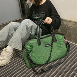 Large Capacity Houndstooth Sports Gym Bag Unisex Outdoor Shoulder Bag