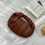 Winter Pleated Clutch Bag Stripe Leather Evening Clutch