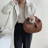 Winter Pleated Clutch Bag Stripe Leather Evening Clutch