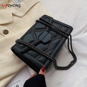 YIZHONG Studded Rivet Chain PU Leather Crossbody Bags for Women