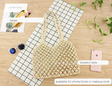 Boho Shoulder Bag with Woven Mesh Rope Tie Buckle
