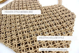 Boho Shoulder Bag with Woven Mesh Rope Tie Buckle