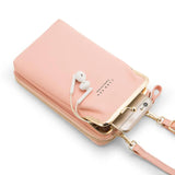 Green Women Bag Cell Phone Pocket Pu Leather Ladies Crossbody Bags Purse