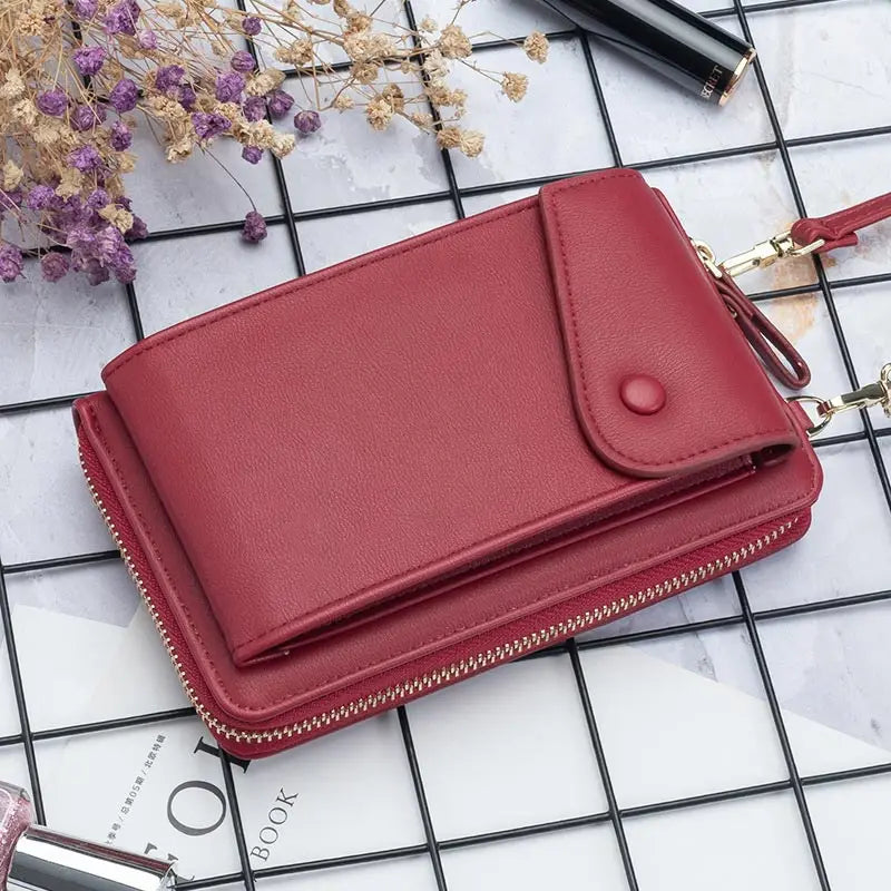 Soft Leather Mini Crossbody Bag Women Phone Pocket Girl Purse Messenger Bag
