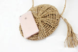 Rattan Round Shoulder Bag Mini Phone Female Handbag