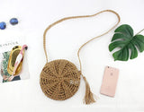 Rattan Round Shoulder Bag Mini Phone Female Handbag